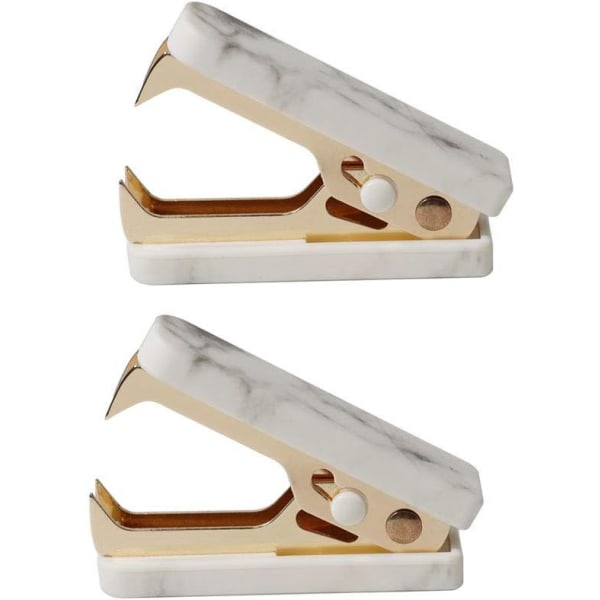 Marble White Staples Remover Tool Gold Jaws Office Stationery