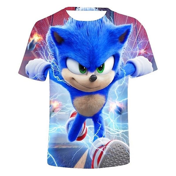 Sonic 3D-print Børn Drenge Kortærmet T-shirt 120CM