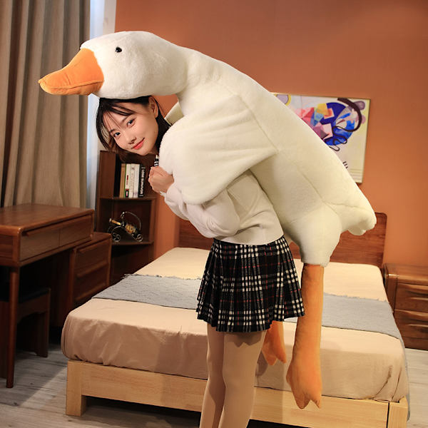 Jätte Vit Gås Uppstoppad Animal Duck Plyschkudde 130cm