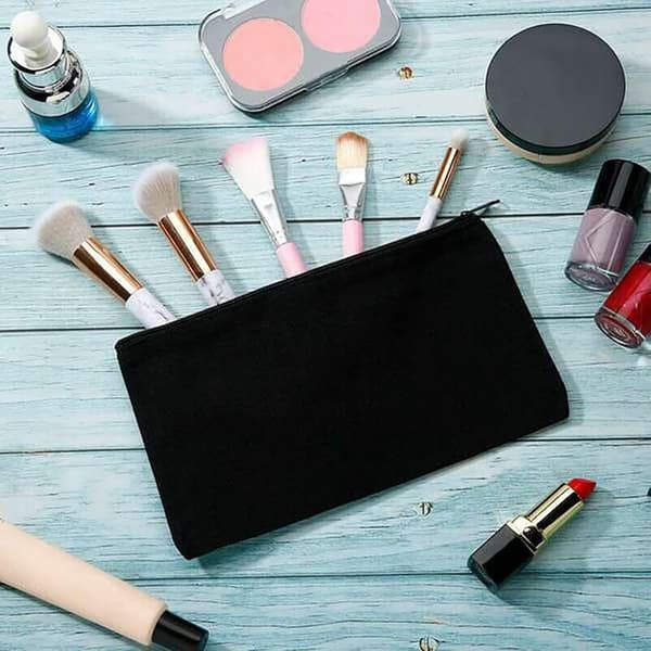 2 stk (Sort-21*12 cm) Lærred makeup taske, tomme penalhuse, M-FA-