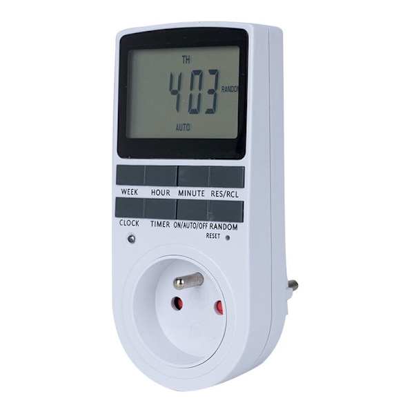 Digitale programmerbare stikkontakter (2-pakning) med daglig/ukentlig digital timer, LCD-skjerm, tilfeldig tyveribeskyttelse, energisparende, 16A/3680W maks