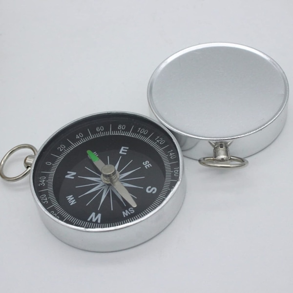 6 stk. bærbar sølvkompass mini kompass barn nøkkelring