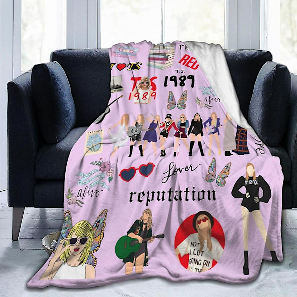 2024 Taylor Swift Teppe - Supermyk, Koselig og Varm Fleeceteppe for Sofa, Seng og Bil - Perfekt Gave til Fans til Jul og Bursdag a