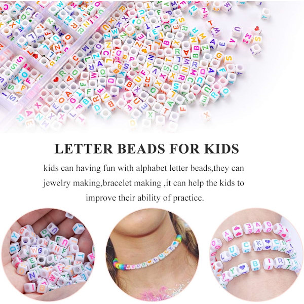 1200 stk akryl alfabet perler 6mm  DIY smykkefremstilling Typ A