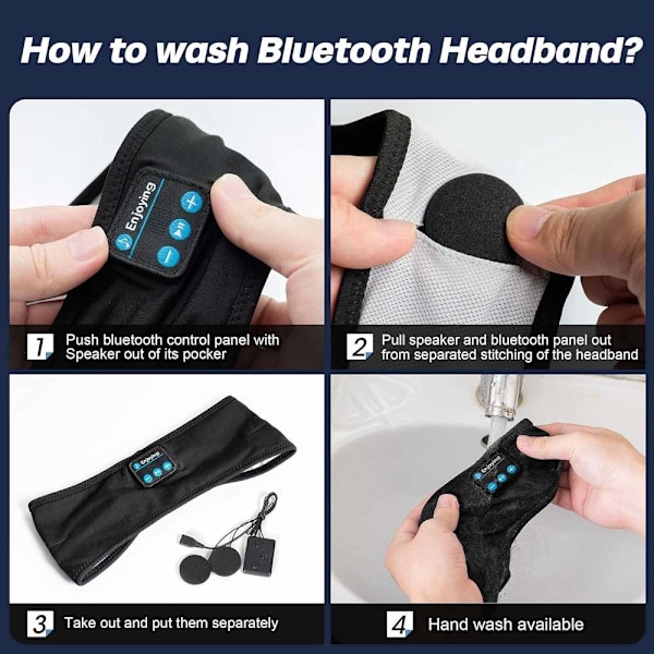 Sovhörlurar Pannband med Bluetooth svart black one size
