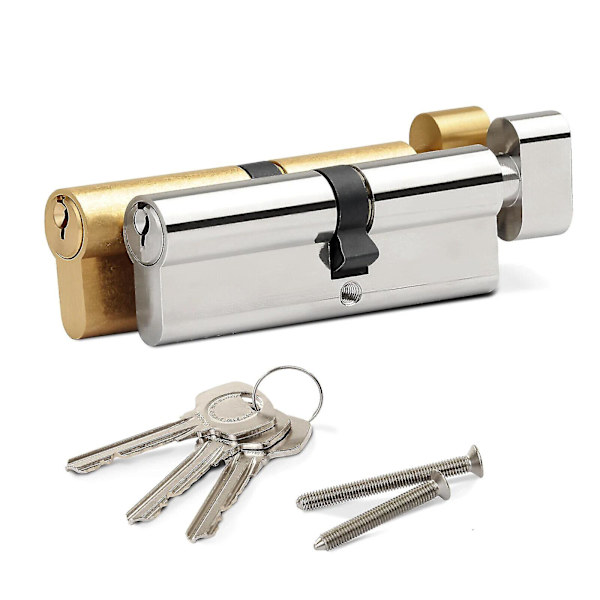 Euro Cylinder Fat Dörrlås Upvc Pvc Trädörr Thumb Turn Silver/sn brass  80 2PCS