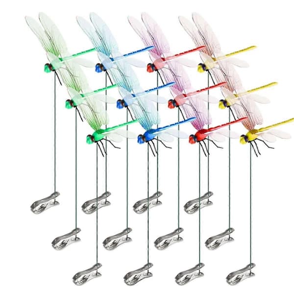 12-pack 3D-trollsländeklämmor för utomhusdekoration, kompatibla med olika märken-FA-