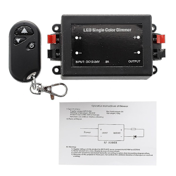 12V Enstaka LED-dimmer + RF-fjärrkontroll
