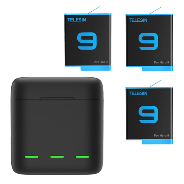 TELESIN akku 1750 mAh GoPro Hero 10:lle 3 tapaa LED-valo Bat