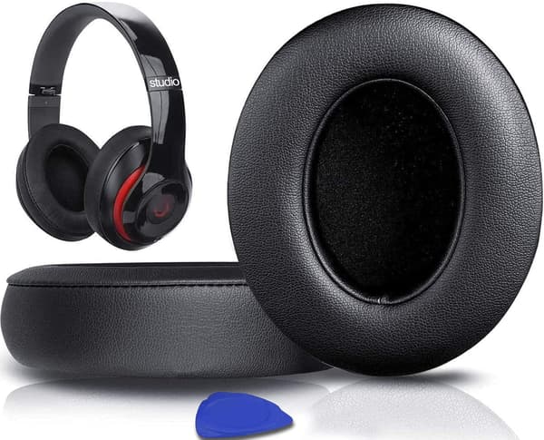 Erstatningsørekopper til Beats Studio 2 & Studio 3 kablede og trådløse hovedtelefoner, bløde ørekopper i proteinlæder, støjreducerende hukommelsesskum-FA-
