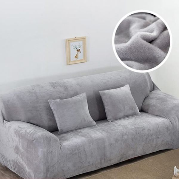 3-personers sofaovertræk - Fløjl - Lysegrå - 190-230 cm Ljusgrått