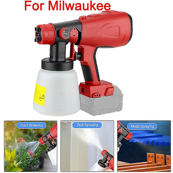 Milwaukee 18v akulleille 800ml sähköinen maalauspistooli langaton maalaussuihke automaattinen huonekalut teräs pinnoitus airbrush yhteensopiva