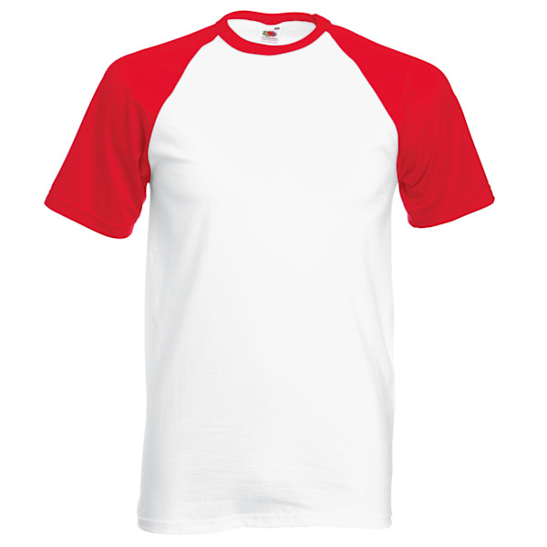 Fruit Of The Loom Herre T-shirt Baseball med korte ærmer 3XL Hvid/Rød White/Red 3XL White/Red