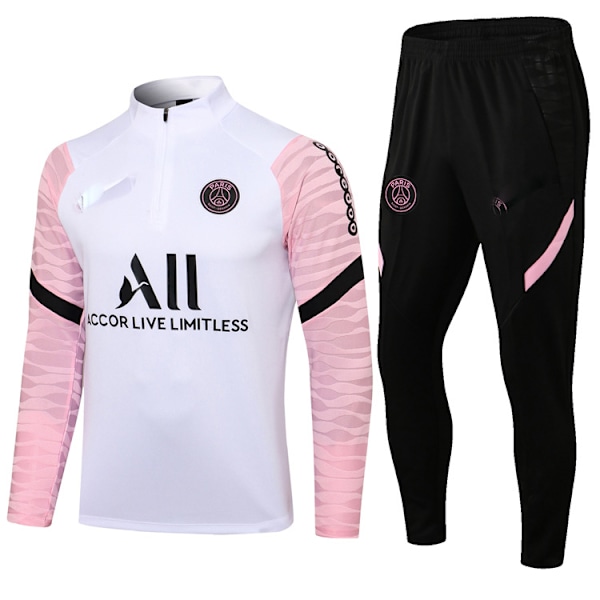 Paris, Atletico Madrid, Inter Milan, Liverpool, Marseille Brasil Langarmet Trøye, Treningsdrakt for Voksne og Barn, Sett Hvit og Rosa M White and pink