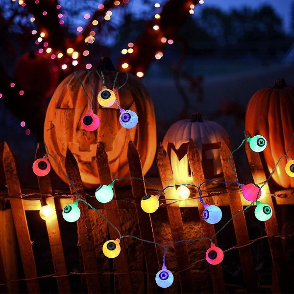 Halloween lyskæde 3 meter 20 stk Øjenæbler Lys værelse G