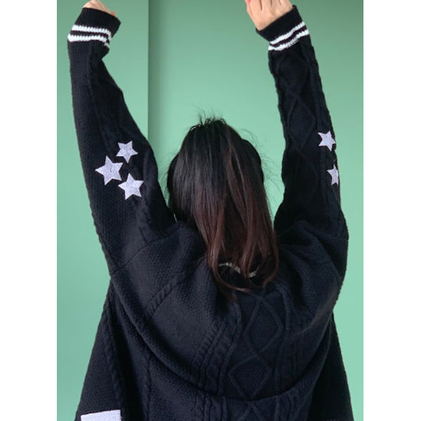 Taylor Swift Star Folklore Cardigan Tähti Brodeerat Oversized Napit Ylös-Paita Musta Black XL