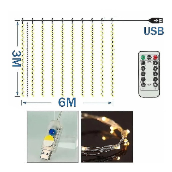 6x3m USB-jouluvalot, ilmainen toimitus