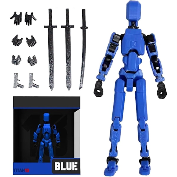 T13 Actionfigur, Titan 13 3D-trykt Actionfigur, Lucky 13 Actionfigur, Nova 13 Actionfigur Dummy 13 Actionfigur Blue