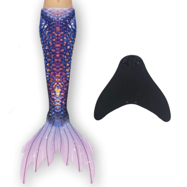 Girl Mermaid Tail med Monofin lila