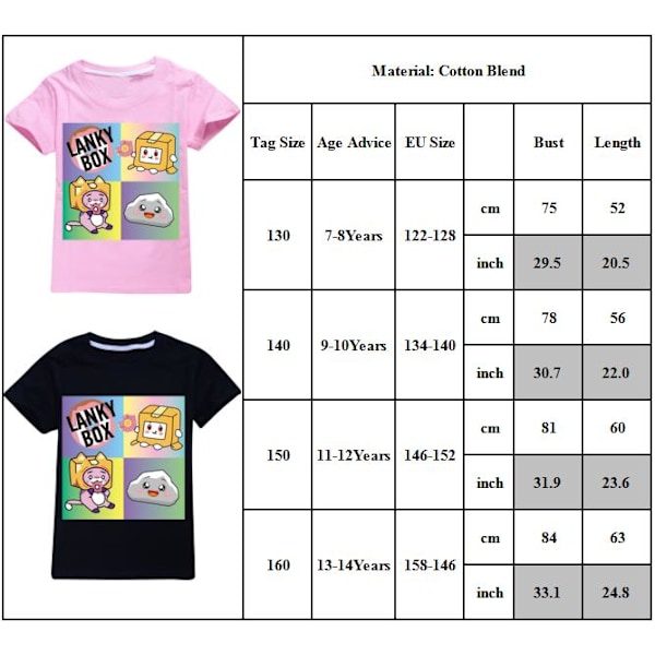 Barn Pojkar Flickor Lankybox Tryck T-shirts Kortärmad Vardaglig Toppar rosa