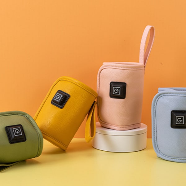 Reiseflaskevarmer Bærbar Brystmelkflaskevarmer USB Oppladbart Isolasjonspose camouflage yellow