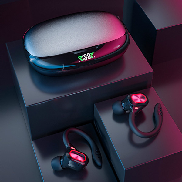 Sport Trådlösa Bluetooth-hörlurar, Trådlösa Hörlurar med Mikrofon Bluetooth, Hi-Fi Stereo Bluetooth-headset Bluetooth-headset för Sport, Arbete silver