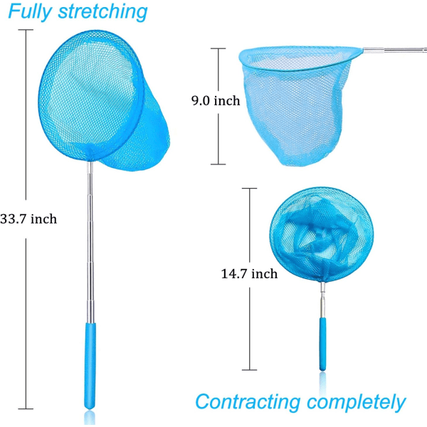 7 stk. Teleskopiske sommerfuglnett for barn, utvidbare fiskenett