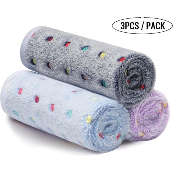 Ultra-blød plyssetæppe til hund/kat 3 stk. Dots Medium