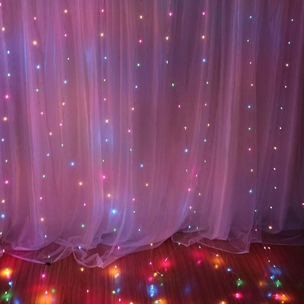 300 LED 3x3 meter gardin sladd ljus USB 8 lägen fe lampa med