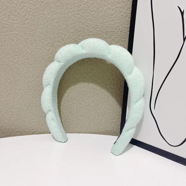 Huvudband för tvätt av ansikte, 1 st Bubble Puffy Face Wash Headband för smink / hudvård, halkfri frottéhandduk (grön) green