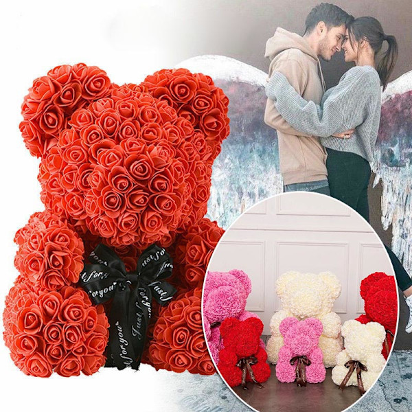 Rosbjörn Ros Blomma Nalle för Årsdag Födelsedagar Bröllopsduschar Flickvän Hustru Mammor Ny red