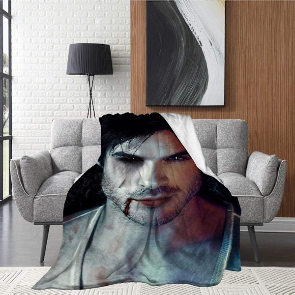 Ian Somerhalder Damon Salvatore Ultramjuk Mikrofiberfilt för Hem Soffa Mysig Varm 3D-tryckt Filt för Barn Vuxna Bra Säng 80x60in 200x150cm