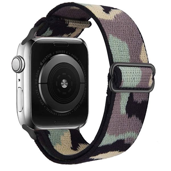 iWatch 7 ny elastisk nylon justerbar elastisk vævet Apple-rem Camouflage grøn 38mm40mm41mm Camouflage green