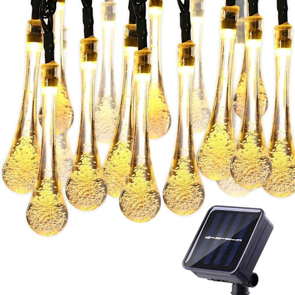 Solcellslingor utomhus, 6,5 m 30 LED-regndroppsmodellering