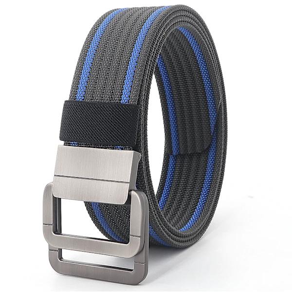 110-170 cm Langt Punk Canvas Bælte Nyt Herre Dame Jeans Dekorativ Dobbelring Metal Spænde Bælte Mode Gade Stil Vild Midjebånd Mørkegrå Blå2 Dark grey blue2 120cm