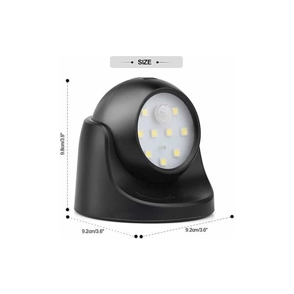 Utomhusvägglampa med rörelsesensor > 1000 lumen LED-utomhusbelysning > Sladdlös batteridriven belysning > 360 grader-FA-