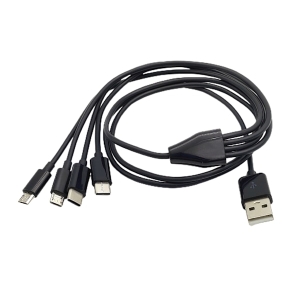 Fleksibel USB A til USB C & MICRO USB -kabel - Raskere ladekabel for mobiltelefoner og nettbrett med Type C/Micro USB 4-kontakter