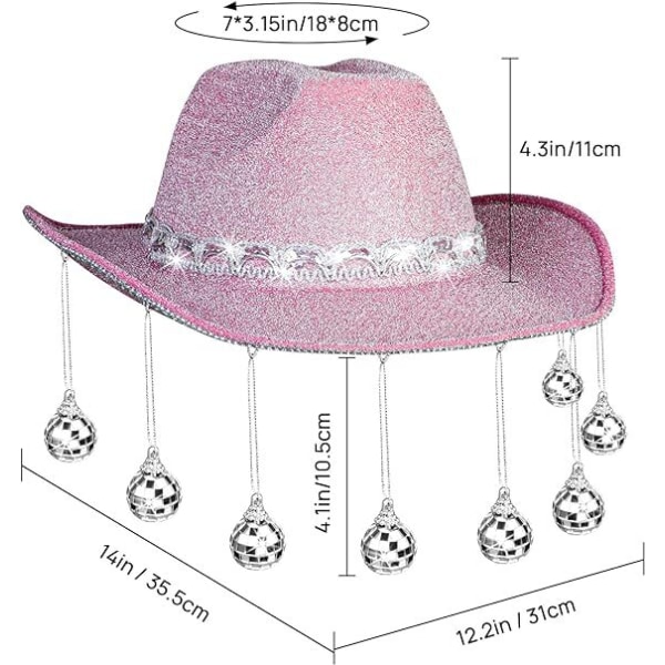 Discokule Cowboyhatt, Speilkule Cowboyhatt Pink