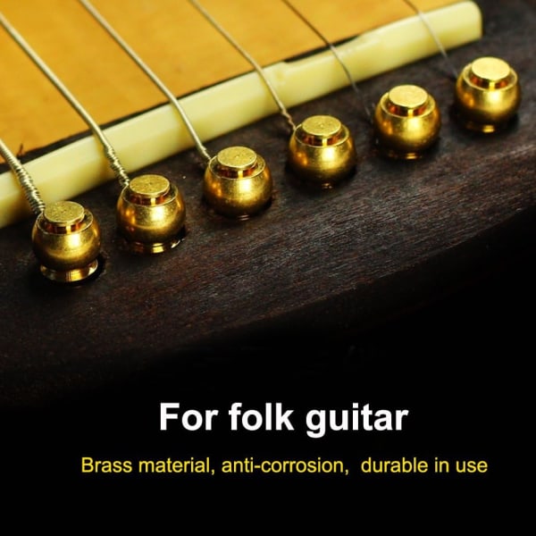 6 stk gitarpinne i messing til akustisk gitar