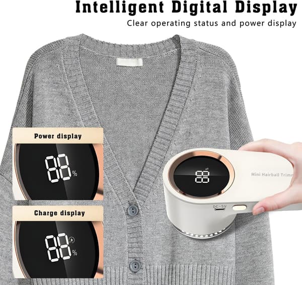 Intelligent Digital Display Lint Roller med USB-C-laddning 70 minuters batteritid 2 extra tillbehör-FA-
