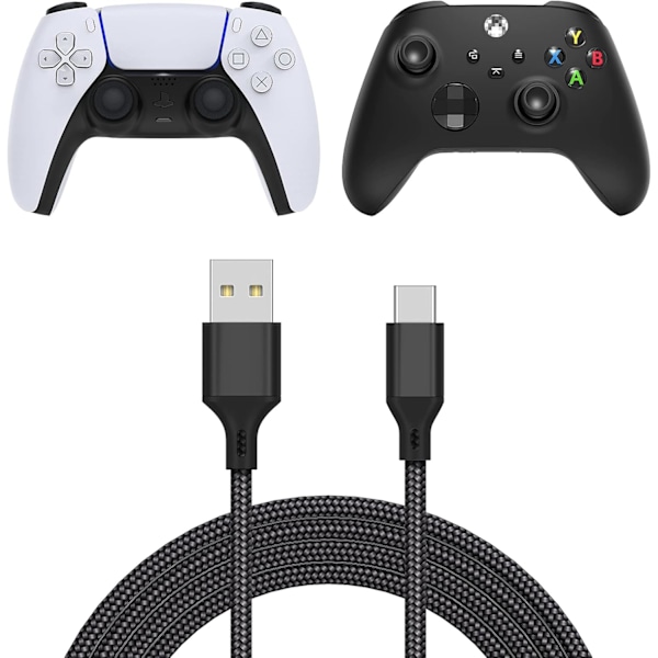 (3-pakke) 2M - USB - Hurtiglading Kabel Ekstra Lang PS4/PS5/XBOX