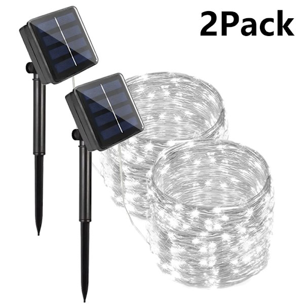7M/12M/22/32M Solcellslampor LED-slingor Utomhus Festoon LED Vattentät Girlang Slingor Jul Fest Trädgård Solcellslampa Dekor 2xVit 2xWhite 32M 300LED