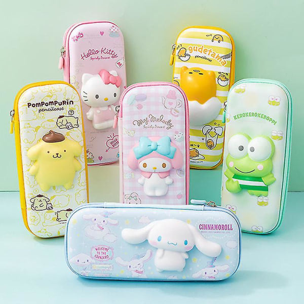 PU Stor Kapacitet Pennfodral Kawaii Hellokitty Cinnamoroll Melody Skola Pennor Väska Pennfodral Tillbehör Kontorsmaterial