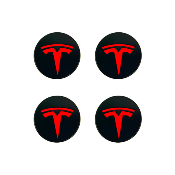 Passar Tesla Model 3 Hjulnavkapsel Logotyp - Mörkgrå Silver Logotyp (Fyra-pack)