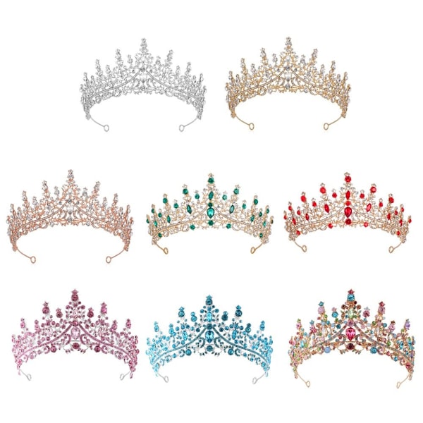 Legering Crown Bryllup Tiara Crystal Rhinestone Crown BLÅ Blue