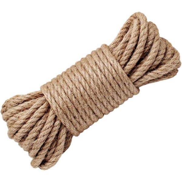 6 mm tjockt rep starkt naturligt rep, jute rep för hantverksrep/kattrep/trädgårdsbuntning (10 m/32 fot)