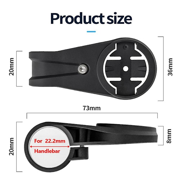 TT Styremonteringsholder til Garmin Edge 1040 1030 830 530 GPS Cykelcomputer, Kompatibel med 22,2 mm Styre