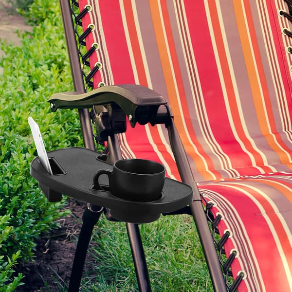 Oval Zero Gravity Kopholder med plads til mobiltelefon og snackbakke til liggestol, camping, have, fiskeri, udendørs aktiviteter-FA-