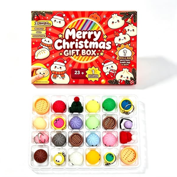Julekalender 24 dagers nedtelling, Squishy Fidget Leker Overraskelsesblindboks for barn, Stresslindrende klemmeleker Julegave-FA-