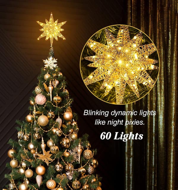 60 LED Batteridriven Mährisk Stjärna Julgransstjärna med 6H Timer-FA-